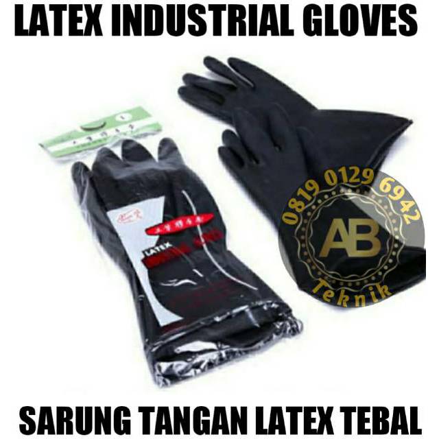 Sarung tangan karet latex panjang 35 cm Safety Latex industrial gloves
