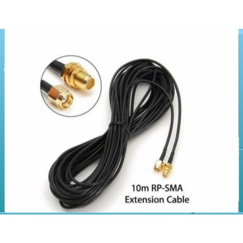 KABEL PERPANJANGAN ANTENA ROUTER RP-SMA MALE TO RP-SMA FEMALE 10 METER RG 174