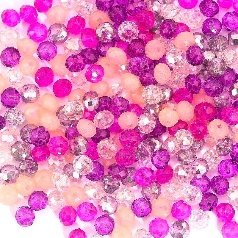 Manik-manik Kaca Kristal Bulat Ukuran 3x4mm 4x6mm Untuk Membuat Perhiasan Kalung Gelang