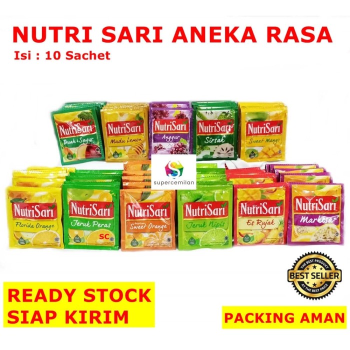 

Lainnya-Minuman-Bubuk- Nutri Sari Renceng Isi 10 Pcs Aneka Varian Rasa - Jeruk Peras -Bubuk-Minuman-