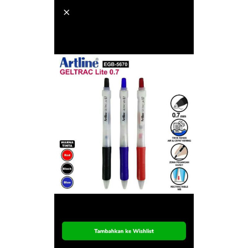 

pulpen Ballpoint artline geltrac lite egb 5670