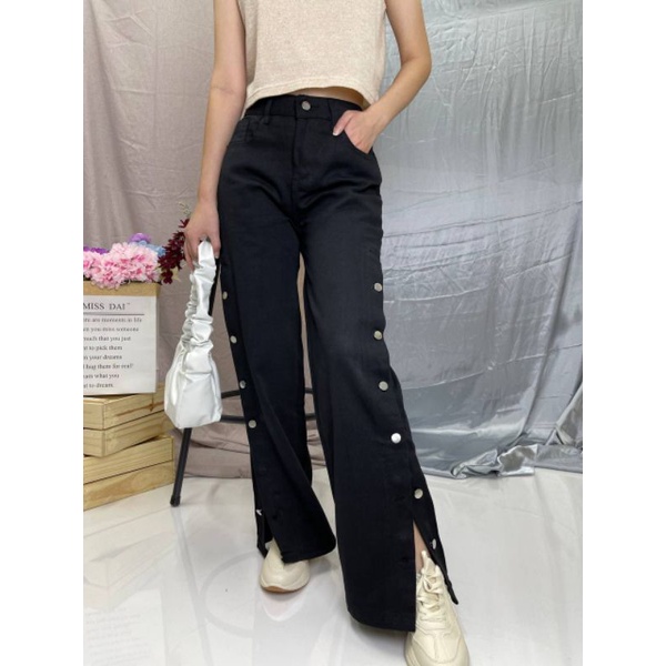 Celana jeans wanita straight highwaist Korean X501