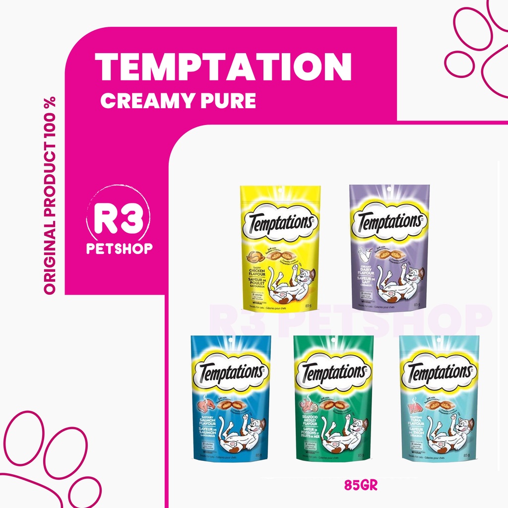 Makanan kucing Temptations 85gr Cemilan kucing sehat