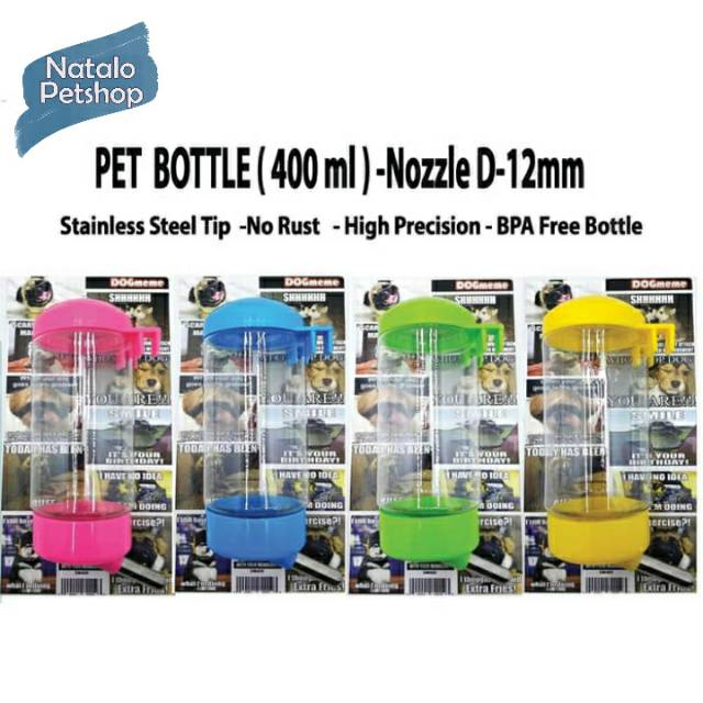 Botol Gantung 400ML Hewan/Kucing/Anjing/Kelinci/Hamster BPA Free &amp; Stainless steel