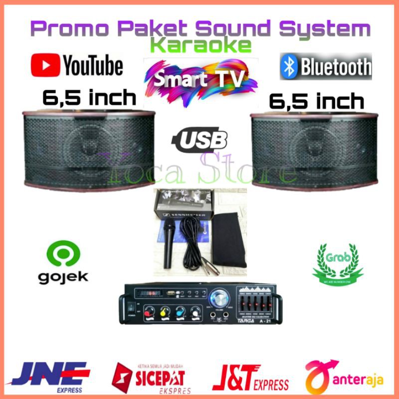 Jual Paket Sound System Karaoke Speaker Targa 6 5 Inch Mic Kabel