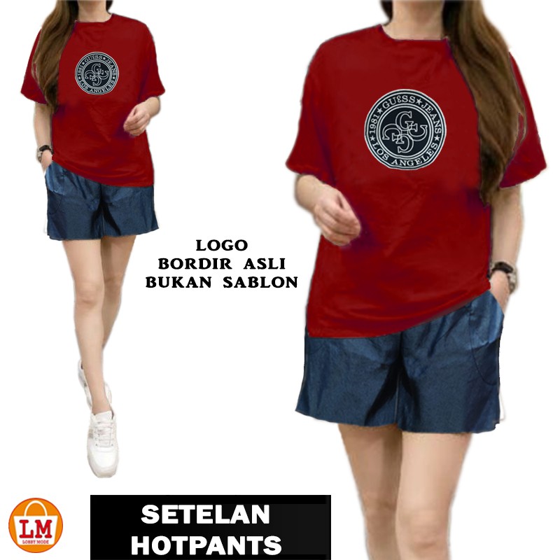 TERMURAH TERLARIS SETELAN HOTPANTS Motif Lucu Printing Baju Santai TERBARU LMS 19749