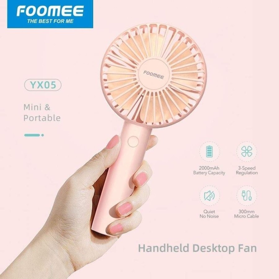 Kipas Angin Tangan FOOMEE YX05 + Holder Stand Dudukan Hp Mini Handheld