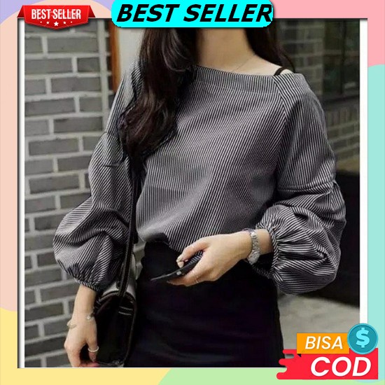 Baju Atasan Wanita Model Sabrina Kerut Chiffon Baju Wanita Sabrina Baju Gaya Korea Baju Korean Style