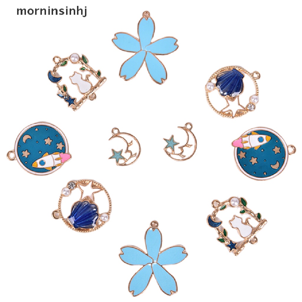 14pcs / lot Liontin Charms Enamel Bahan Alloy Untuk Membuat Perhiasan