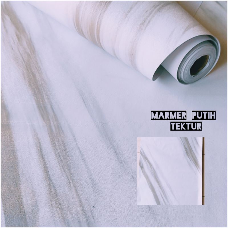 TOP KUALITAS(COD) WALPAPER STICKER DINDING MOTIF MARMER PUTIH STEKTUR