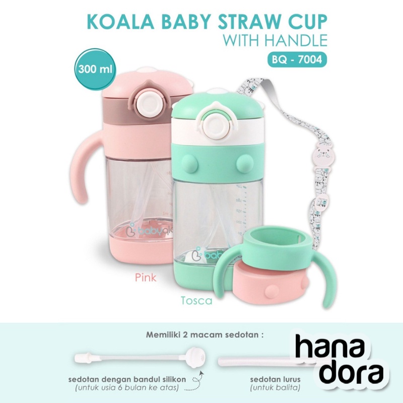 BabyQlo Baby Straw Cup BQ7004 - Botol Minum Training Balita