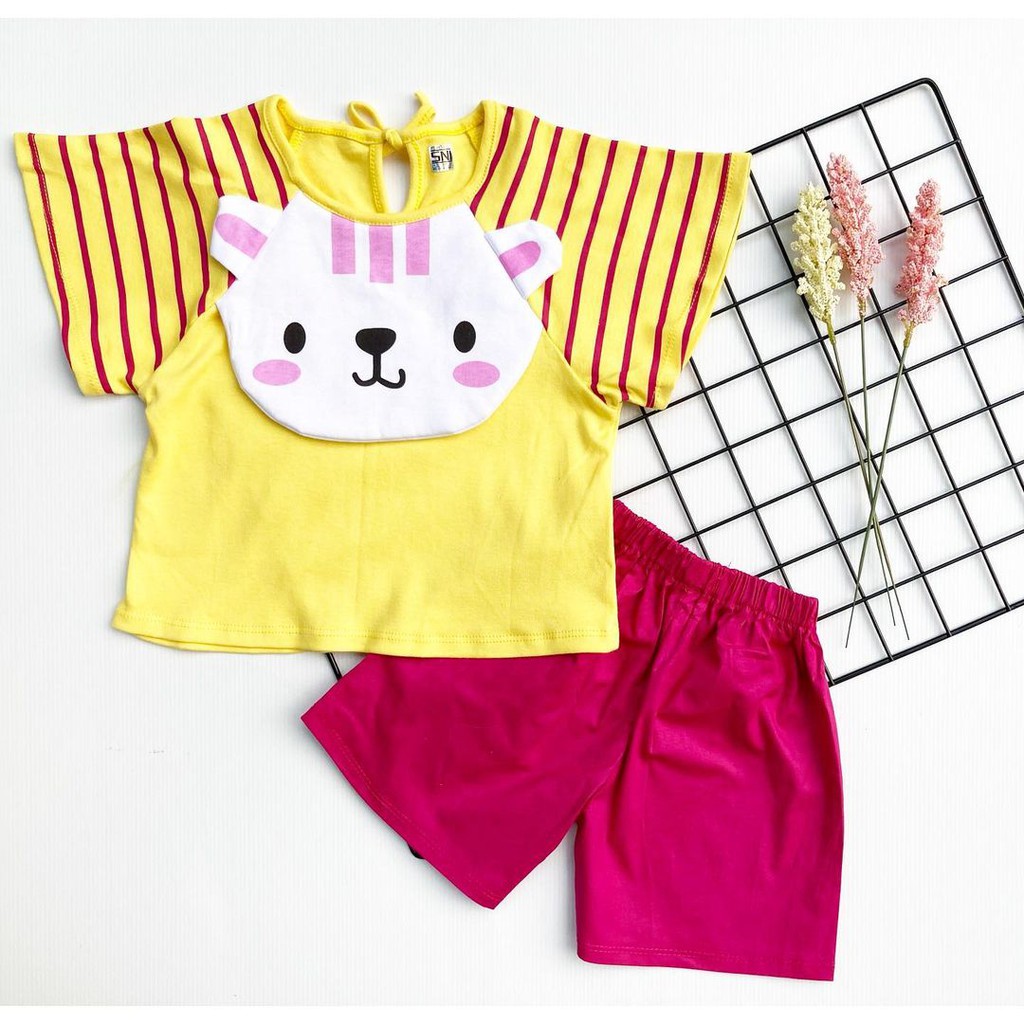 BEAR Baby Doll DRESS Baju Setelan Dress Pergi Lucu Fashion Celana Anak Bayi Perempuan Cewek Murah