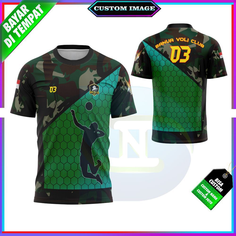 Baju Kaos Jersey Volly Printing Terbaru 2022 Custom/ Jersey Kaos T-shirt Volly Motif Loreng TNI BISA