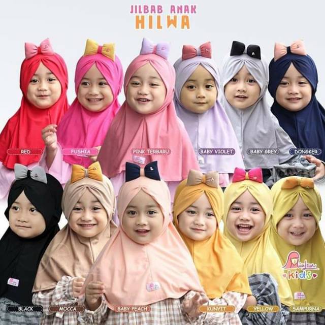 Jilbab Hijab Anak Kerudung Motif Pita Bergo Hilwa Miulan