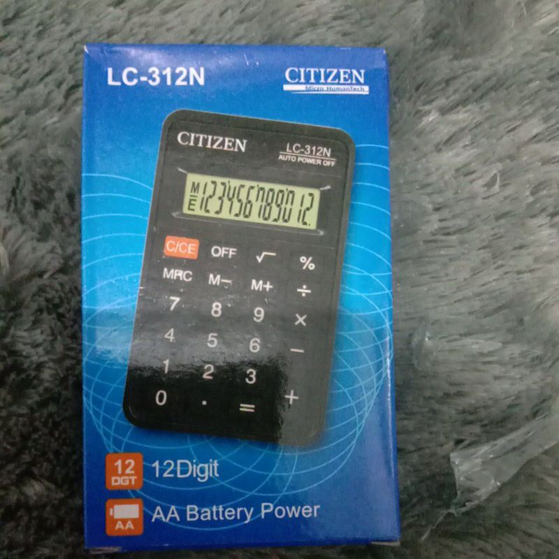 

kakulator mini ukuran 11.5x7x2cm citizen LC-312,12 digit