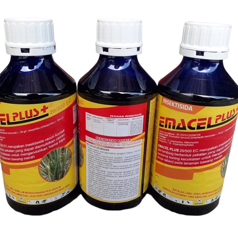 Insektisida Emacel Plus 1 Liter Bahan Aktif Emamectin Benzoat + Klorpirifos  500g/l Jimat Siklon Crumble Proclaim Mateni Dk Fenzo Starban Dursban