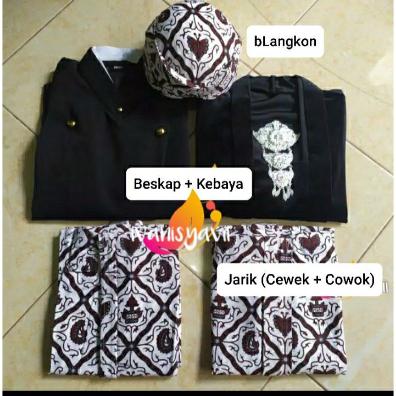 Baju Prewed INSTAN / Baju Couple Adat Jawa (BONUS AKSESORIS), MOTIF LENGKAP