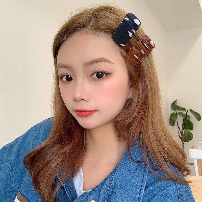 Jepit Rambut Wanita Model Kerut Polkadot Lucu Terbaru High Quality Korean Import