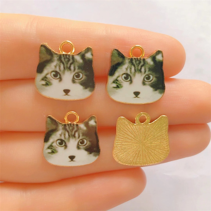 4pcs Charms Liontin Kalung / Gelang DIY Bentuk Kucing Bahan Metal