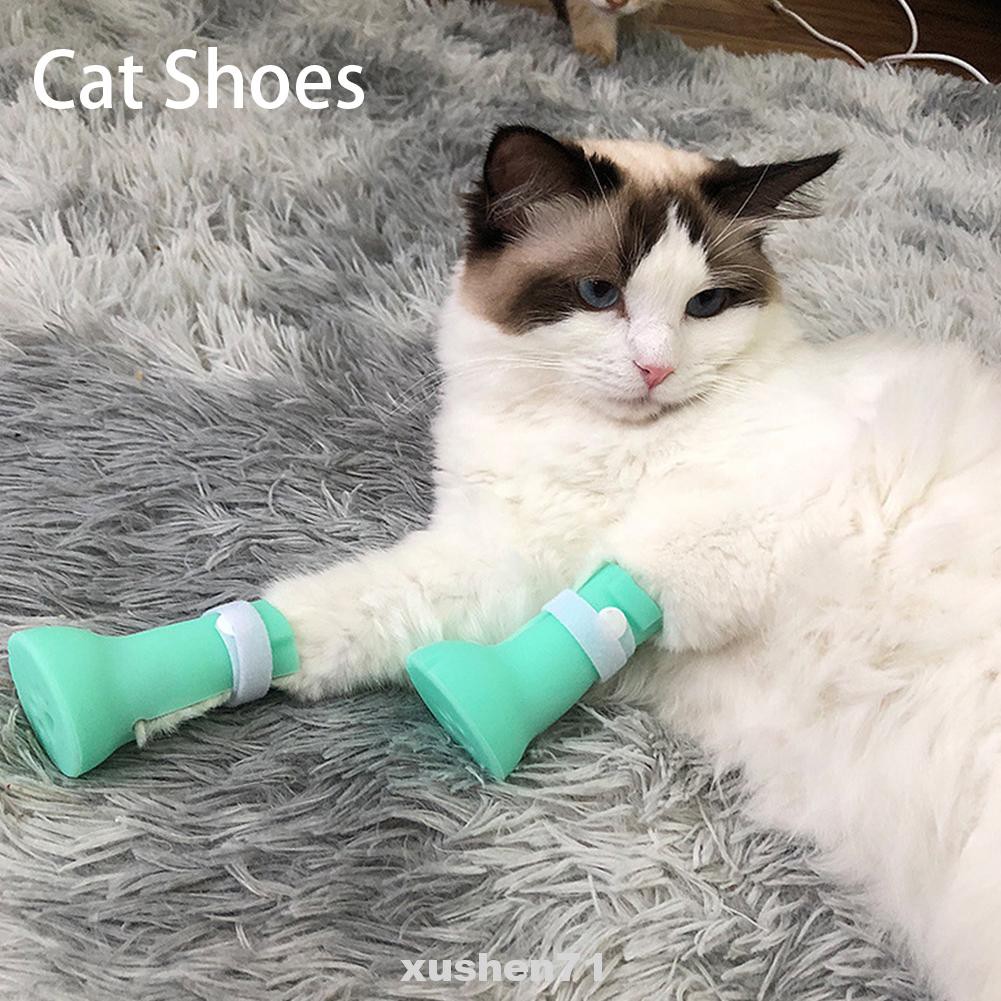 4pcs Set Silicone Anti Scratch Grooming Pet Accessories Shaving Paw Protection Cat Shoes Shopee Indonesia