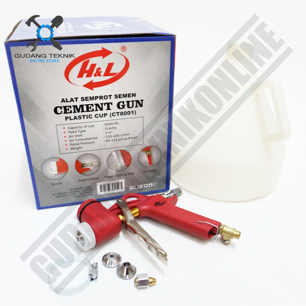 H&amp;L CT80001 TEXTURE CEMENT GUN CT 8001- Spray Gun Tabung plastik Hopper Gun H&amp;L