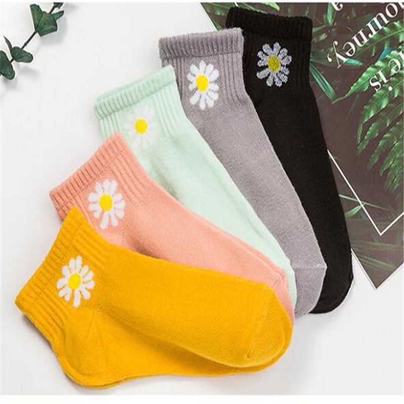 D080 Kaos Kaki Motif Bunga Wanita Kaoskaki Pendek Short Socks S1279