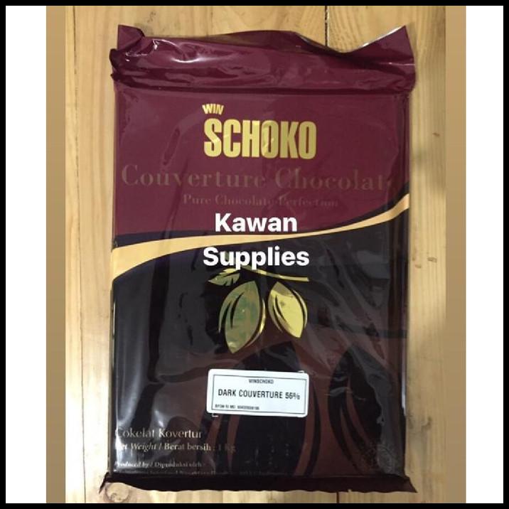 

Schoko Dark Chocolate Couverture 56% - Cokelat Baking 1Kg