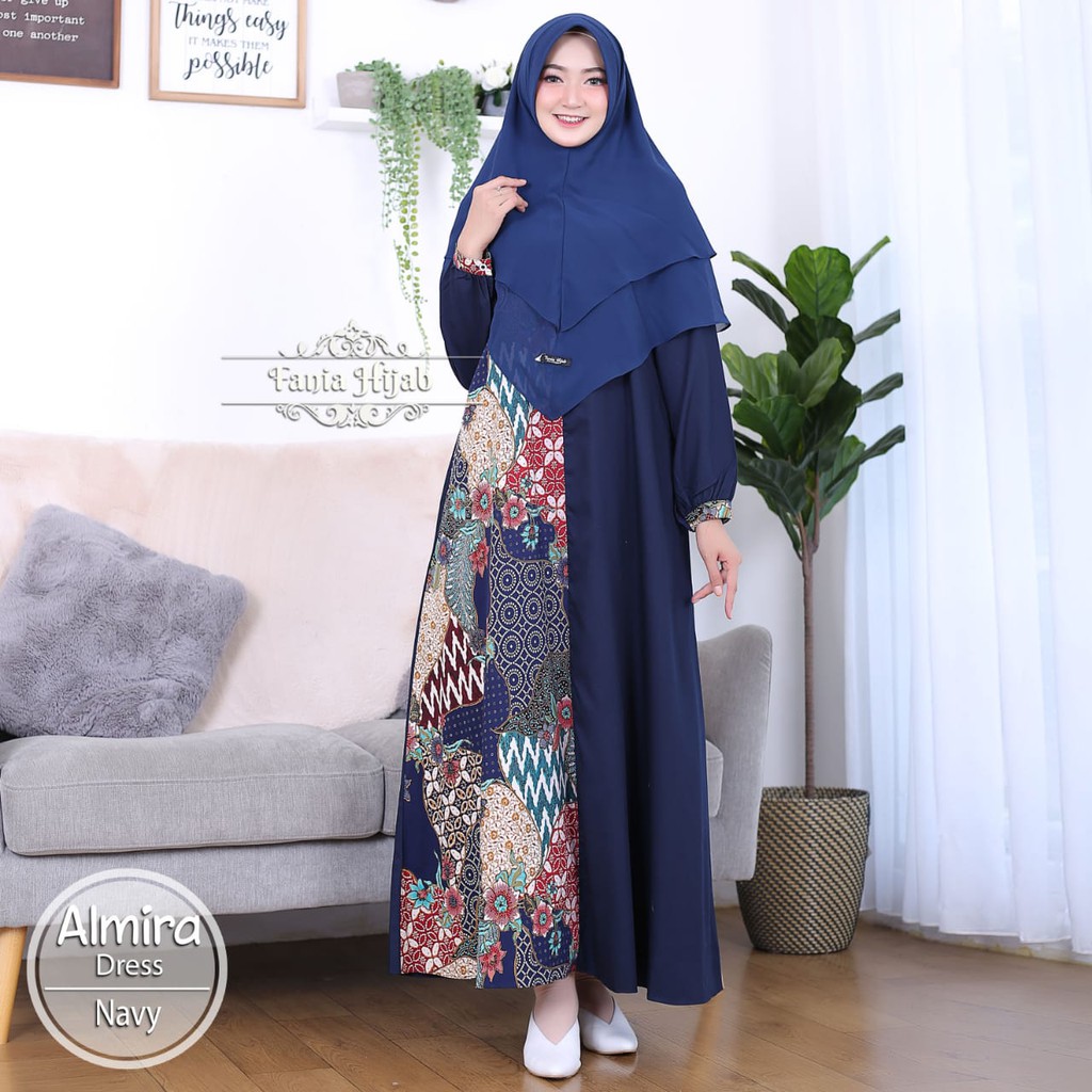 10 Ide Gamis  Bahan Toyobo  Kombinasi  Batik  The Fashion 