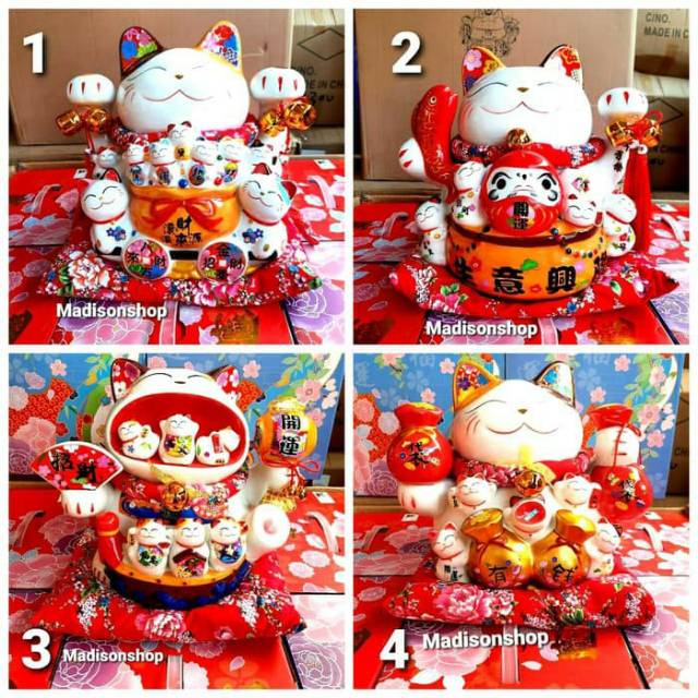 Celengan Kucing Maneki Neko XL Daruma Japan Kado Patung Keramik Hoki