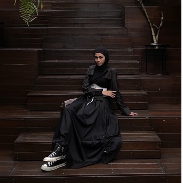 Basic Skirt Lacee, Pinggang Karet, All Size