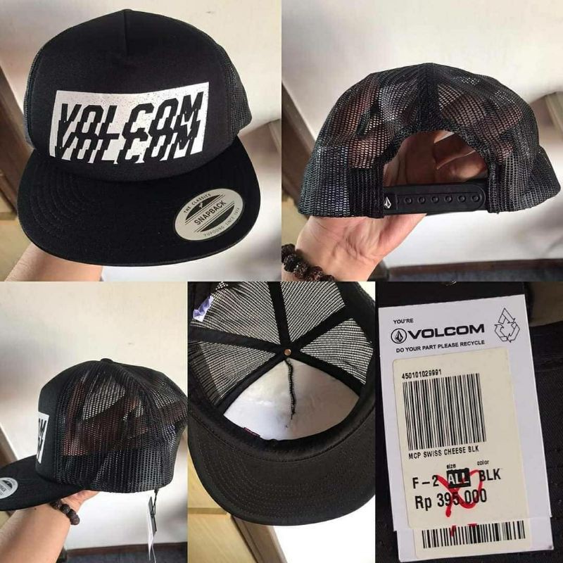 Topi Volcom Swiss Cheese Black Trucker Original