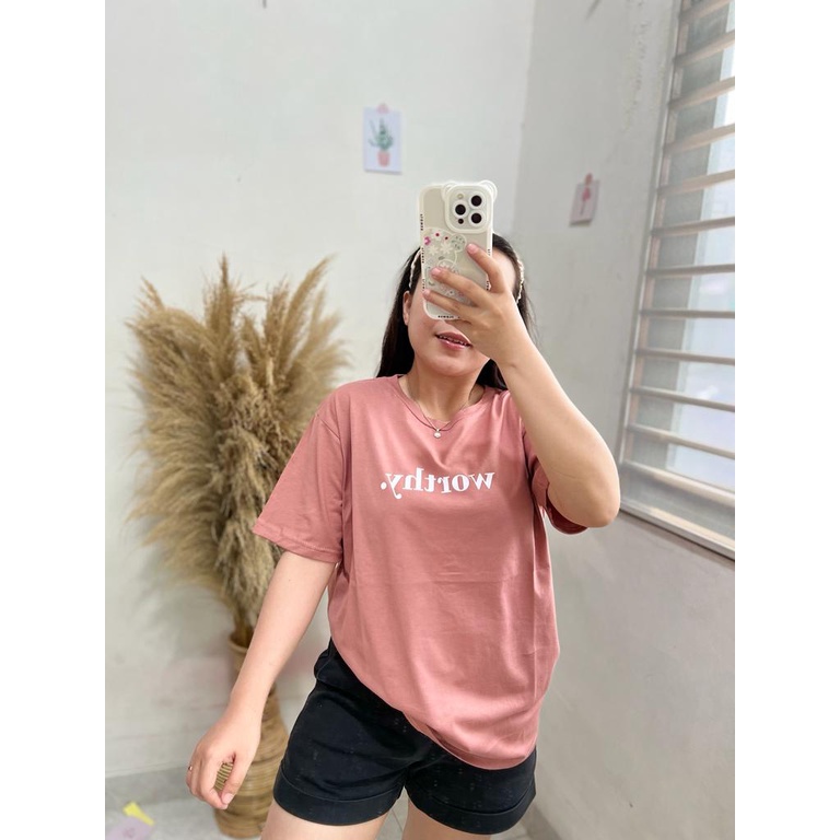 KAOS WORTHY | BAJU TUMBLR TEE SHIRT OVERSIZE DUSTY ROSE BLUE HITAM BEIGE | TUMBLR TEE | KOREA STYLE