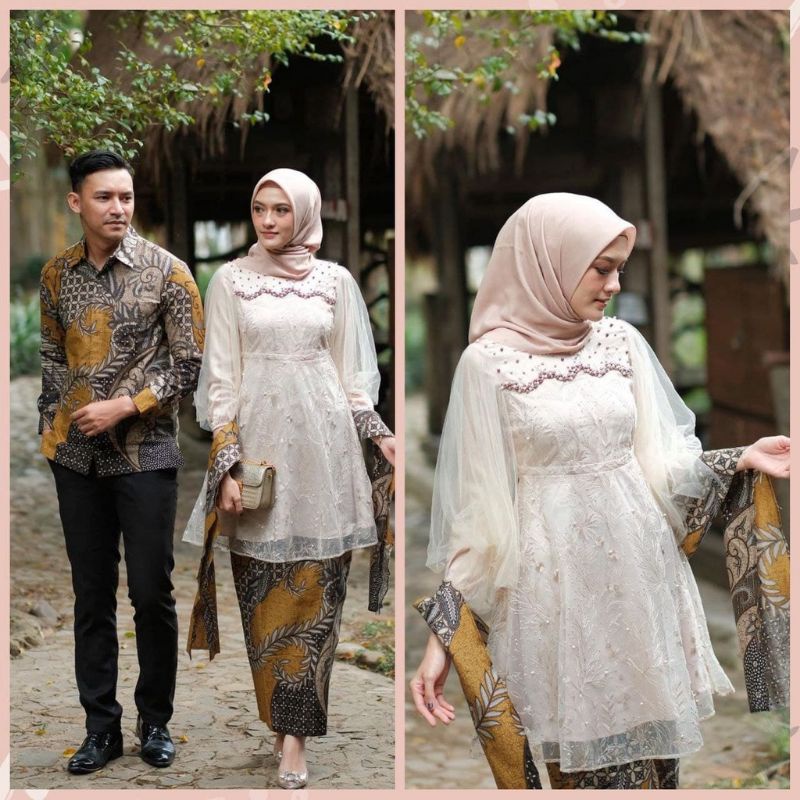 kebaya Luna Series Latte KEBAYA MODERN ORIGINAL COUPLE BAJU BATIK ATASAN WANITA BRUKAT WISUDA MURAH 