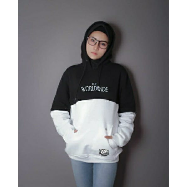 Jaket Huff Worldwide Black White