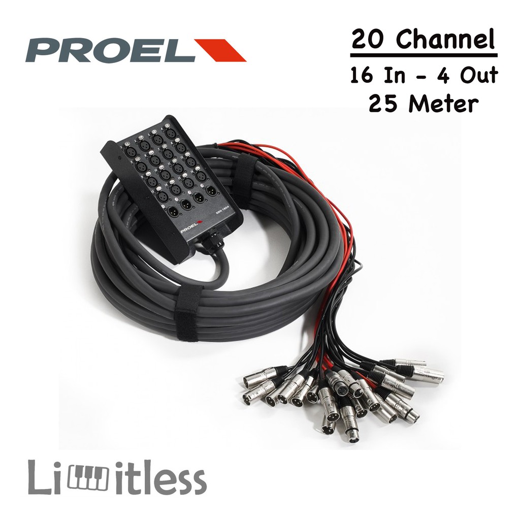 Snake Kabel 20 Chanel 16 In 4 Out 25 Meter Proel EBN1604 Original