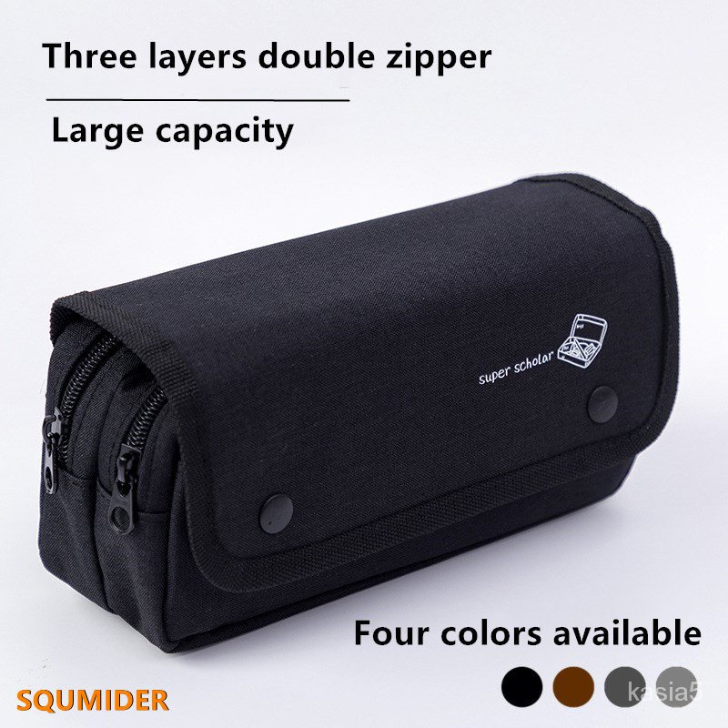 

Premium canvas pencil case large capacity pen case double zipper school Pencil cases gifts for boys