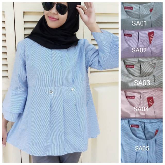 Blouse kekinian salur sabrina atasan murah kekinian Blouse kekinian salur sabrina atasan murah kekinian