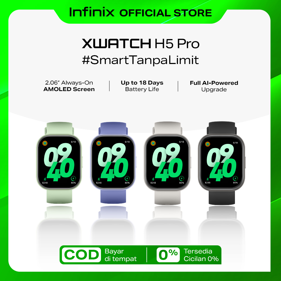 Infinix XWatch H5 Pro - XW5P - 2.06" - AOD - AMOLED Screen - 350mAh - Support Clear BT Calling - AI 