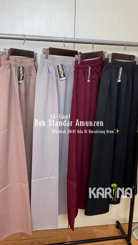 Rok Kerja Panjang Muslimah Original AMUNZEN Polos Full Karet (Produsen Rok Kerja Wolfis Balotelli)