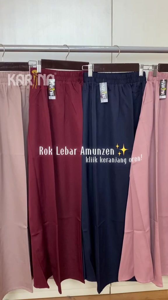 Rok Kerja Polos Panjang AMUNZEN Skirt Lebar Wanita Muslim Full Karet (Produsen Rok Wolfis Balotelli)