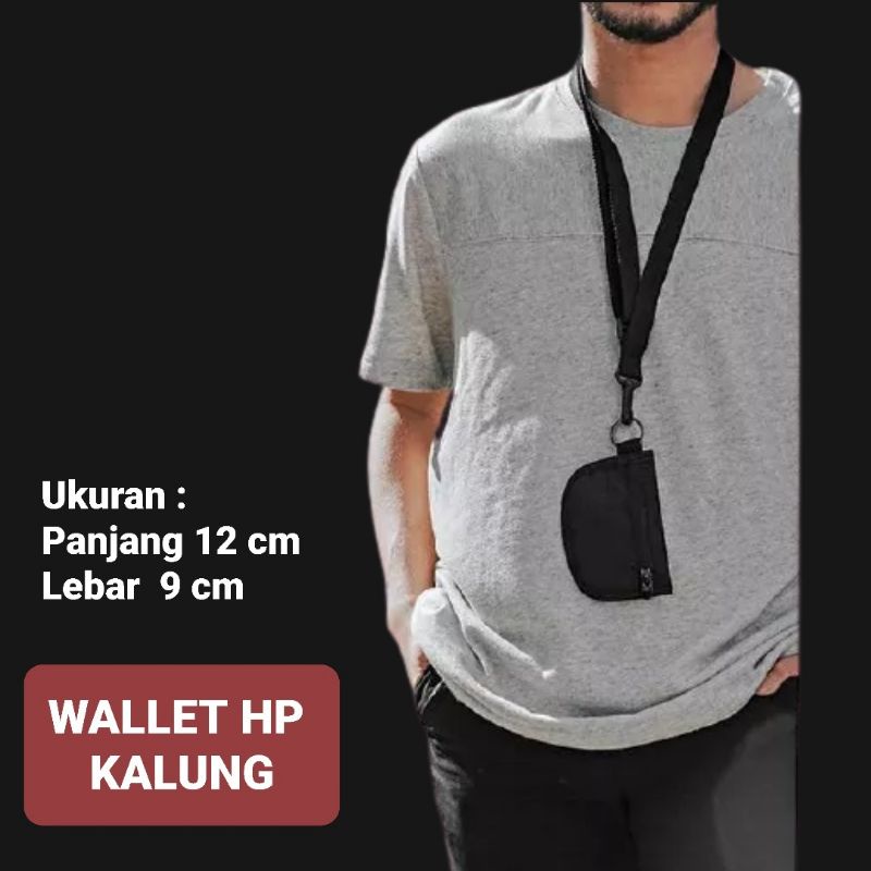 Tas Kalung Android - Dompet HP Universal di Leher- Hanging Wallet Canvas Pria Wanita