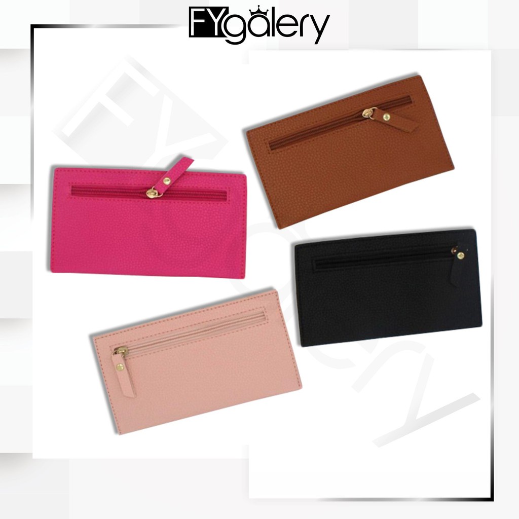 FYGALERY FYDP019 Dompet Panjang Wanita Polos Resleting Simple Woman Fashion Wallet Purse Murah