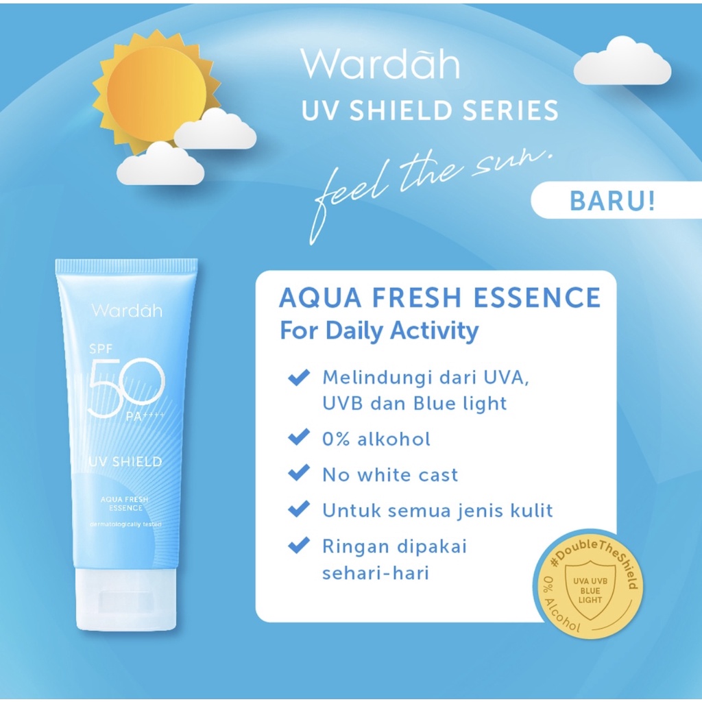 Wardah UV Shield Aqua Fresh Essence SPF50 30ml (BIRU)