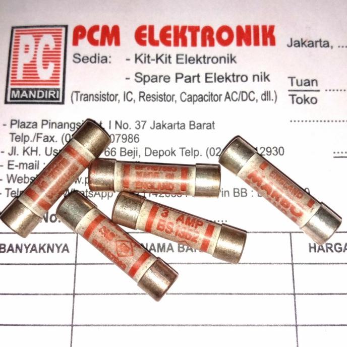 Fuse Keramik 3A 3AMP MARBO Made in England Original Sikring Ceramic pcmelektrob9090 Kualitas Baik