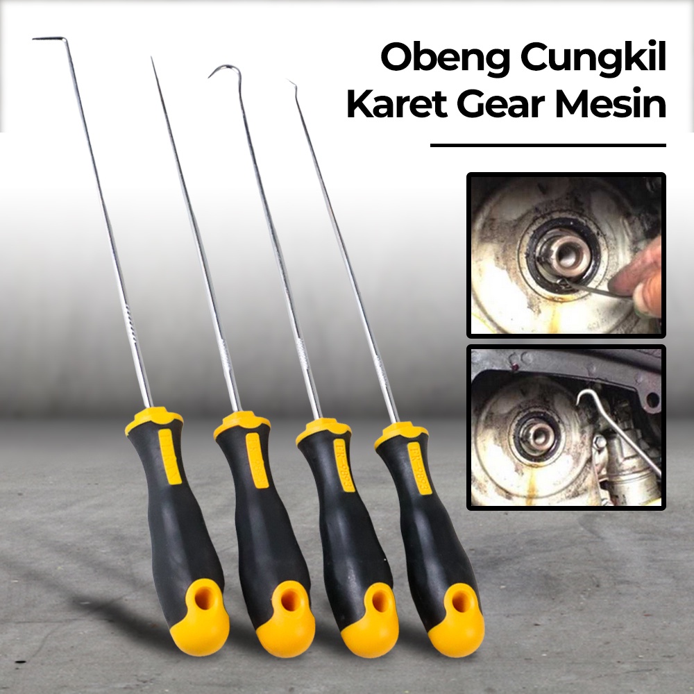 Obeng Cungkil Pelepas Seal Roller Karet Gear Mesin 4 PCS - XJ149 - Black