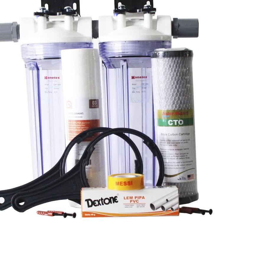 ➳ Paket Filter Air Toren / Filter Air Keruh / Paket Filter Air Nanotec 2 Tahap SC - KINNOYAMA ✲