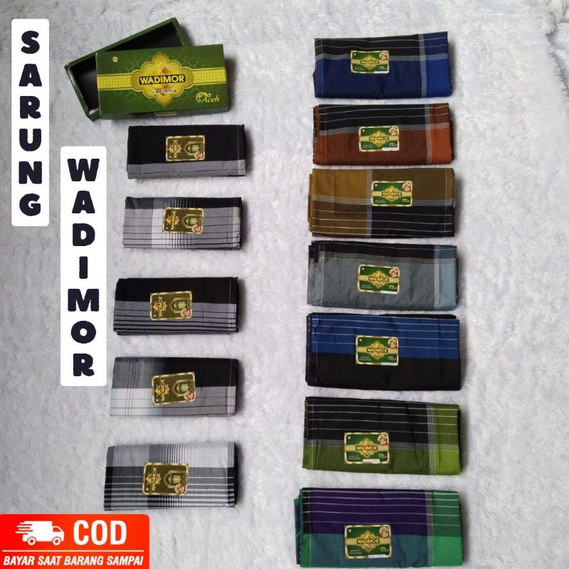 WADIMOR SARUNG TENUN PRIA MOTIF HAWAI DAN HITAM PUTIH BAHAN KAIN TENUN PREMIUM SARUNG KOTAK MURAH KO