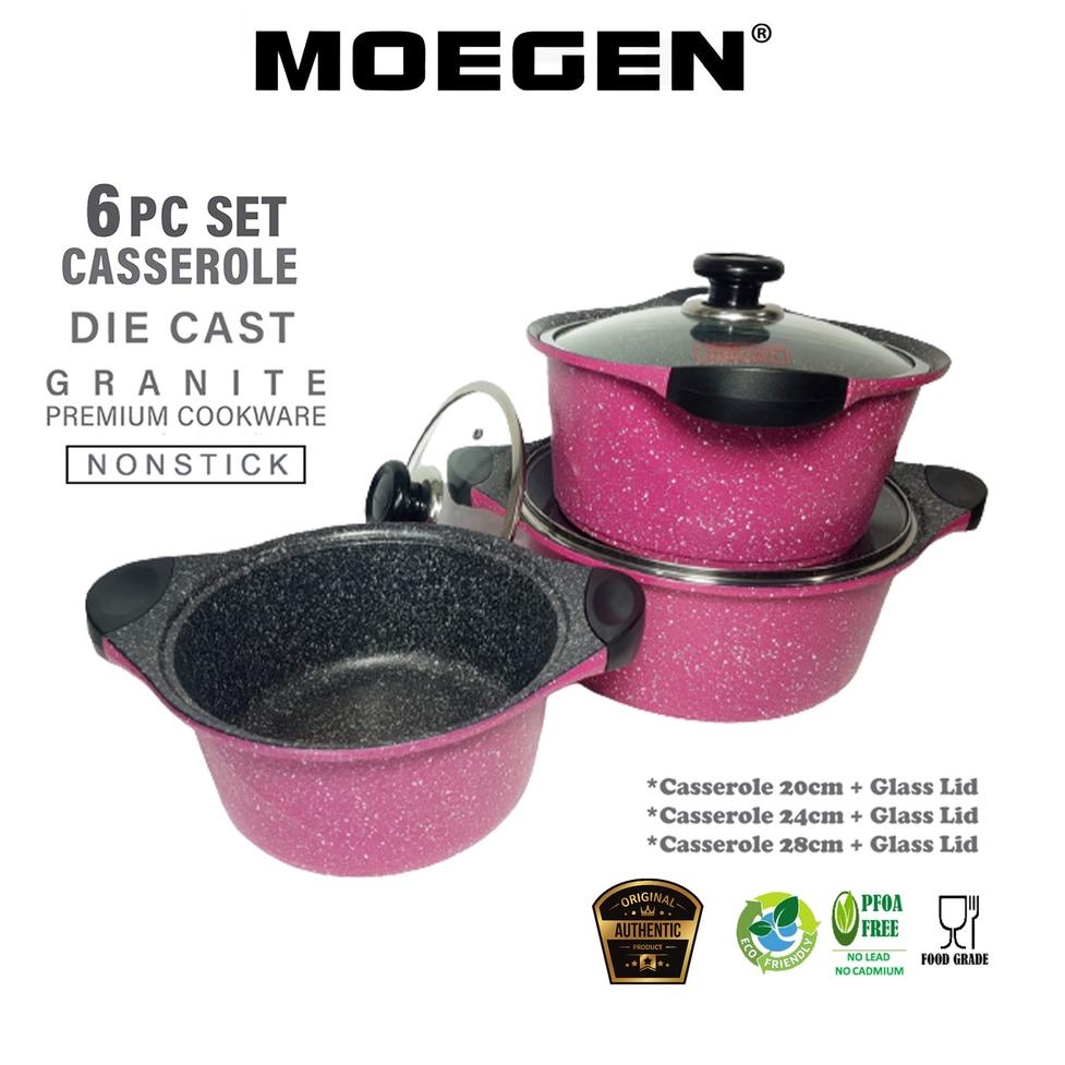 STOK TERBATAS MOEGEN Germany casserole set / moegen 6 pcs casserole pot granite series anti lengket 