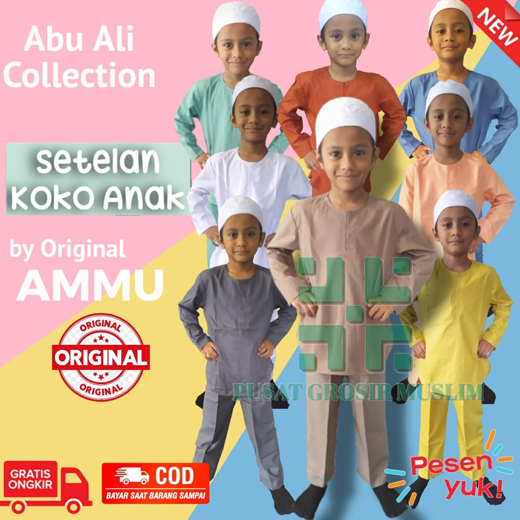 Promo Baju Koko Setelan Anak Original Abu Ali by ammu Anak, Abu Ali Bahan Katun, Abu Aly Collection