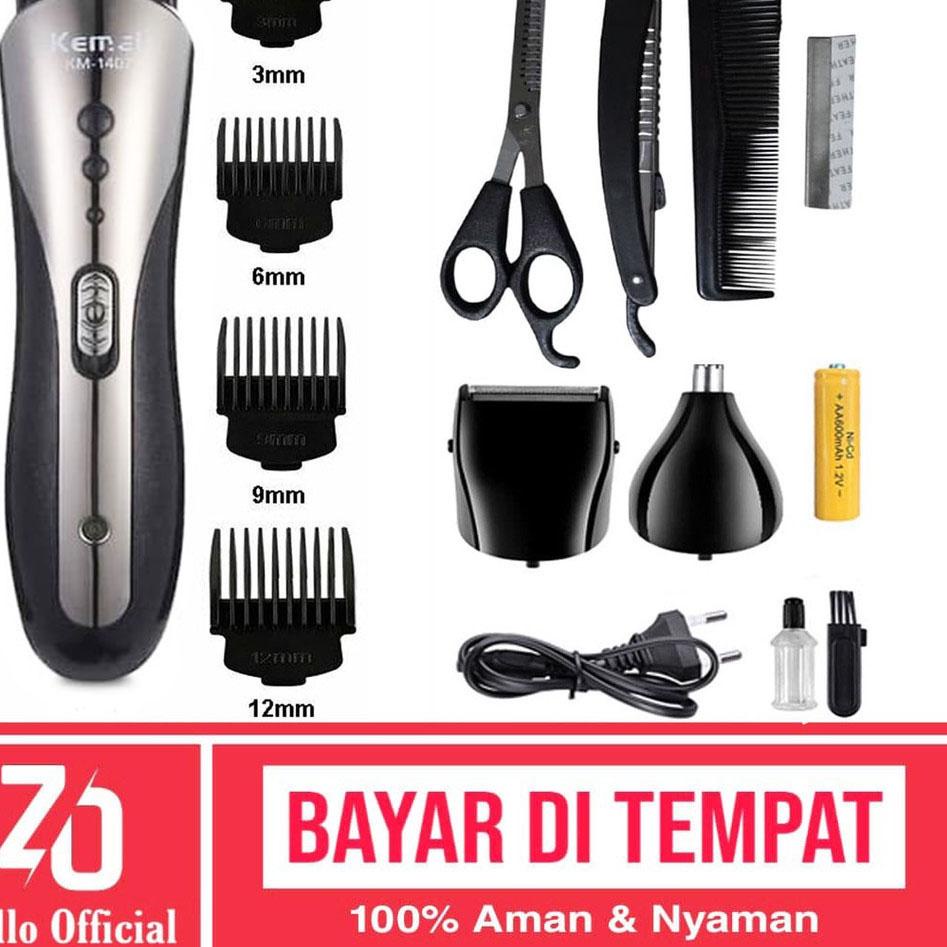 Dapatkan ZILLO Mesin Alat Cukur Rambut Cas KEMEI Pencukur Rambut 3in1 Cukuran Kumis Jenggot Bulu Hid